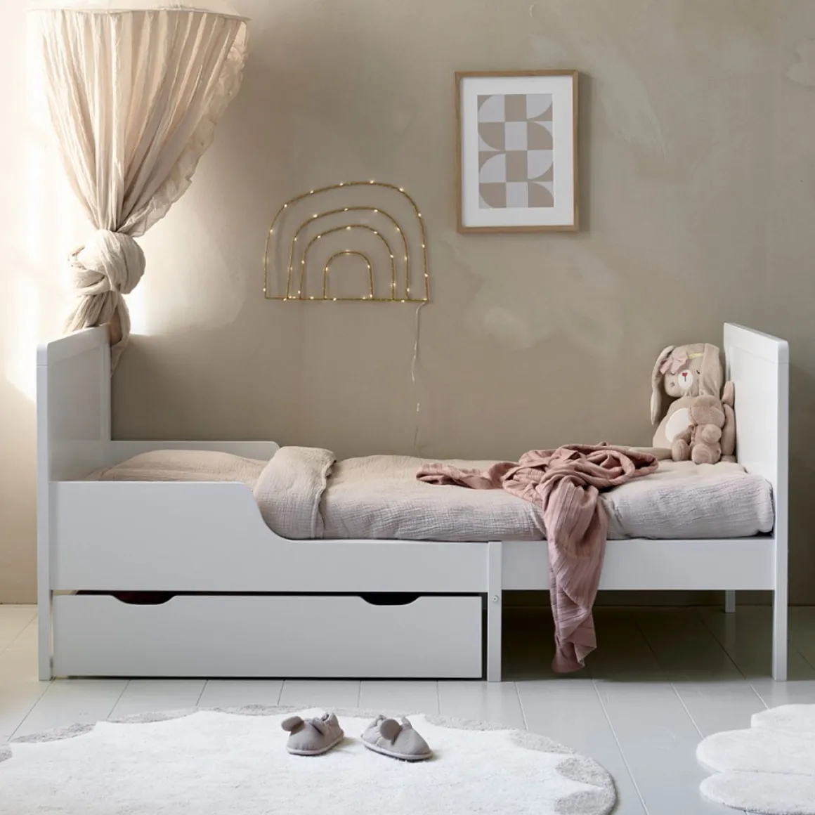 MEEGROEIBED / PEUTERBED u00abBRUMEu00bb INCL. LATTENBODEM | 80 X 140-200 CM | WIT