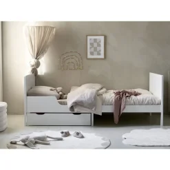 MEEGROEIBED / PEUTERBED u00abBRUMEu00bb INCL. LATTENBODEM | 80 X 140-200 CM | WIT