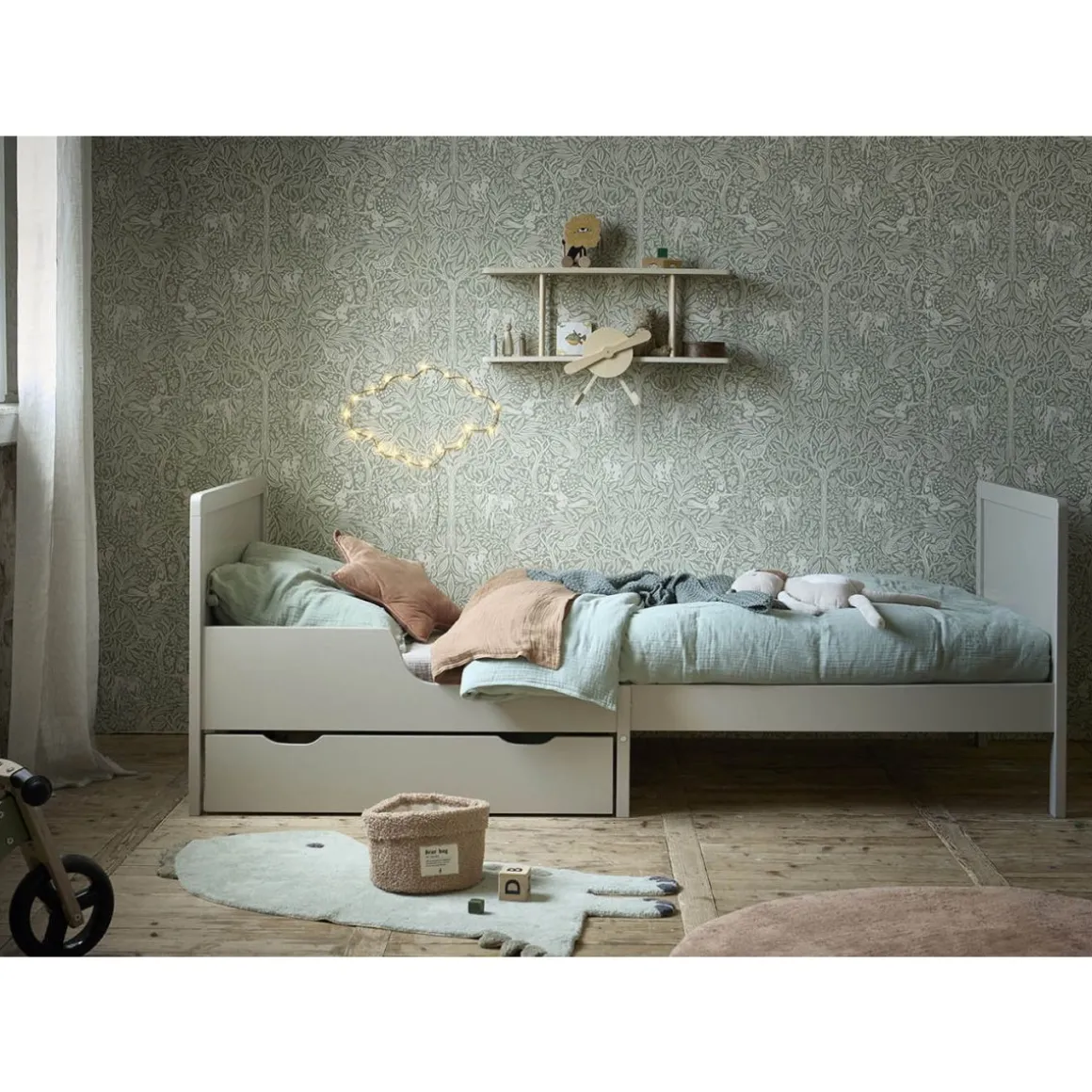 MEEGROEIBED / PEUTERBED u00abBRUMEu00bb INCL. LATTENBODEM | 80 X 140-200 CM | GRIJS