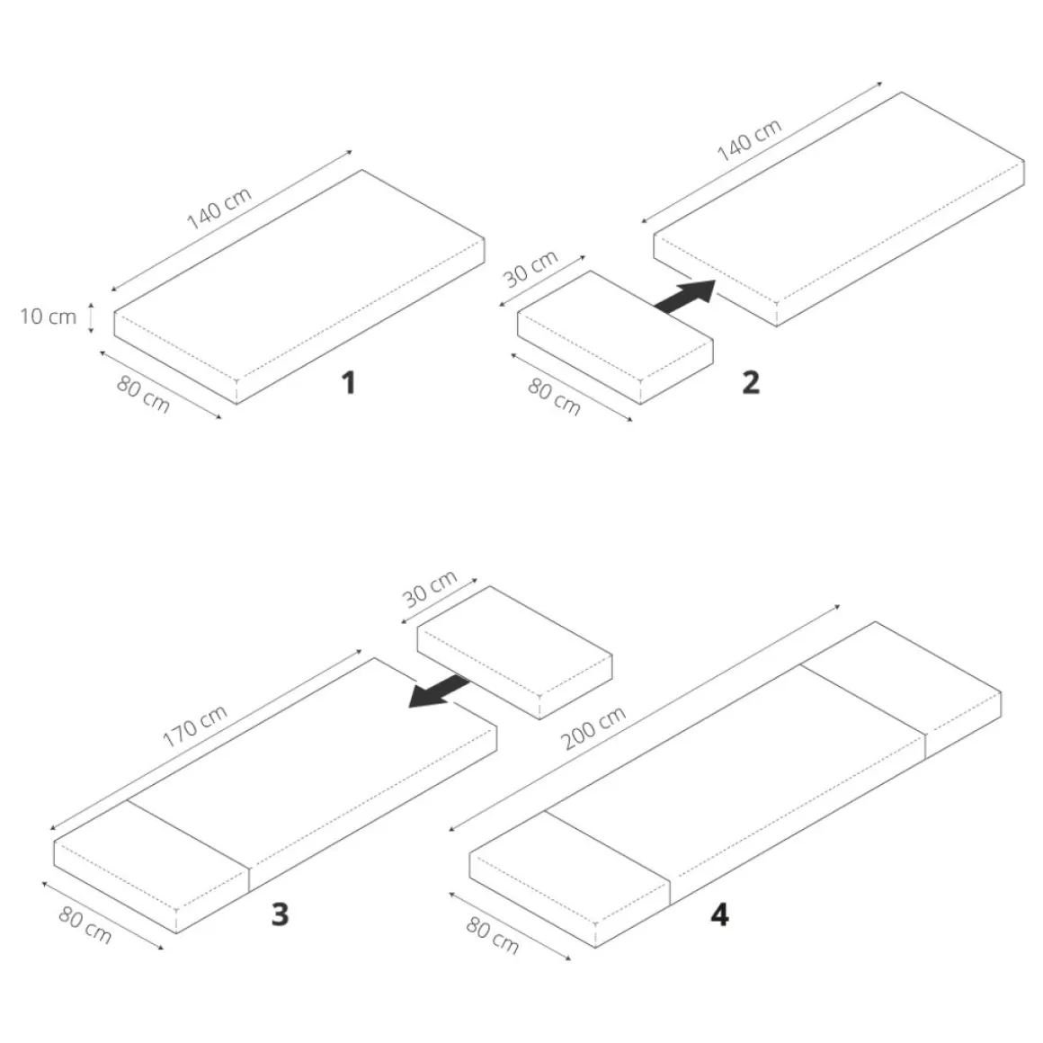 MEEGROEIBED / PEUTERBED u00abBRUMEu00bb INCL. LATTENBODEM | 80 X 140-200 CM | GRIJS