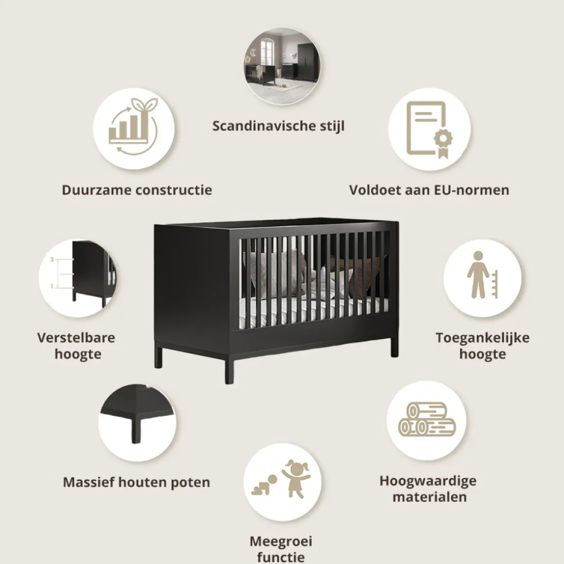 MEEGROEIBED u00abSOIEu00bb | 70 X 140 CM | ZWART