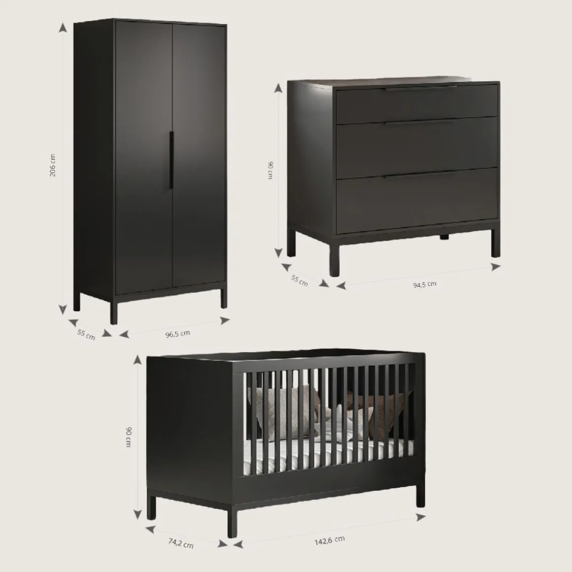 MEEGROEIBED u00abSOIEu00bb | 70 X 140 CM | ZWART