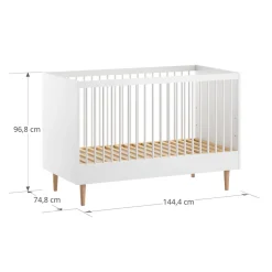 Meegroeibed 140x70cm u00abu00c9TOILEu00bb | Wit