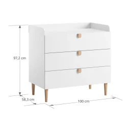 Meegroeibed 140x70cm u00abu00c9TOILEu00bb | Wit