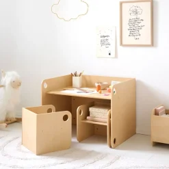 MONTESSORI TAFEL EN TWEE STOELEN u00abELLIPSEu00bb | NATUREL