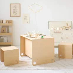 MONTESSORI TAFEL EN TWEE STOELEN u00abELLIPSEu00bb | NATUREL