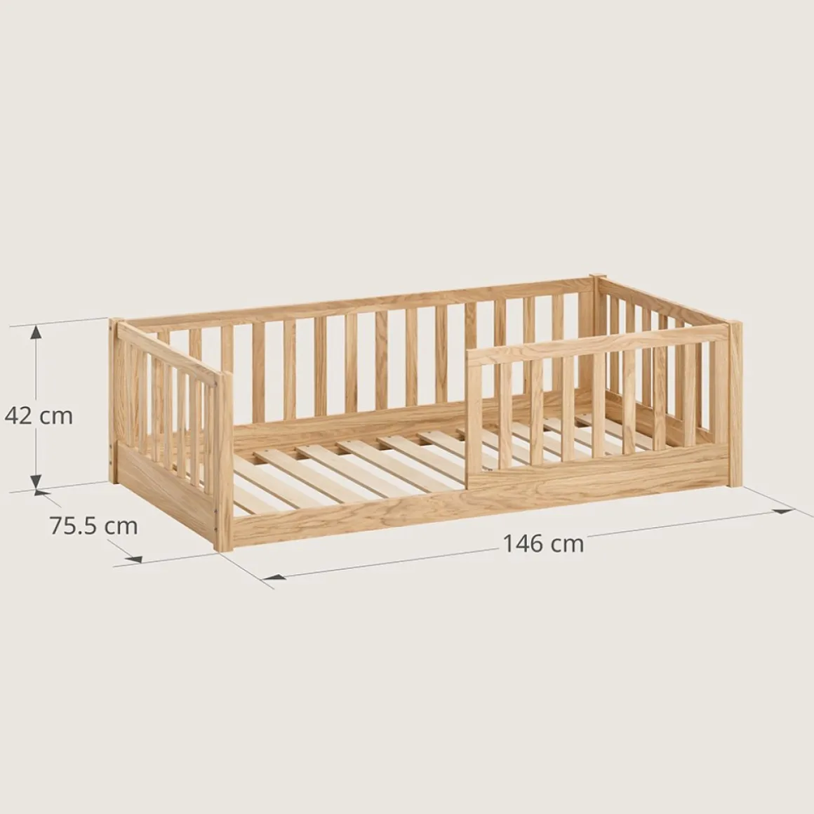MONTESSORI VLOERBED u00abNIDu00bb | 70 X 140 CM | NATUREL