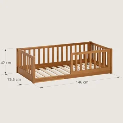 MONTESSORI VLOERBED u00abNIDu00bb | 70 X 140 CM | WALNOOT