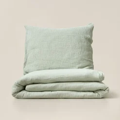 Mousseline dekbedovertrekset 120x150cm, incl. kussenhoes | Groen