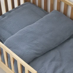 MOUSSELINE DEKBEDOVERTREKSET 140 X 200 CM | DENIMBLAUW