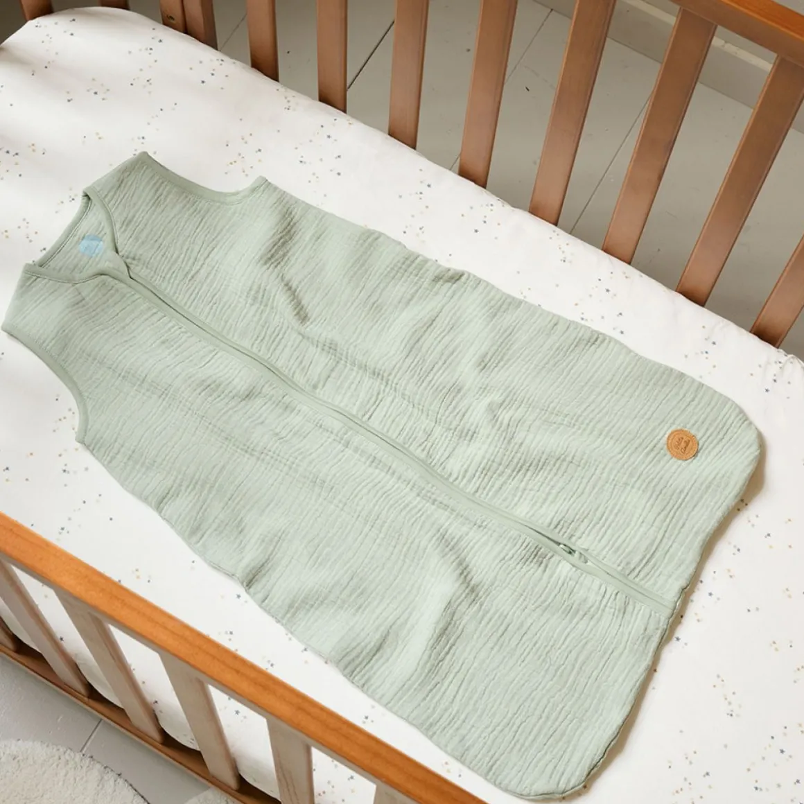 MOUWLOZE MOUSSELINE BABY SLAAPZAK | GROEN | 70 CM | 3-6 MAANDEN