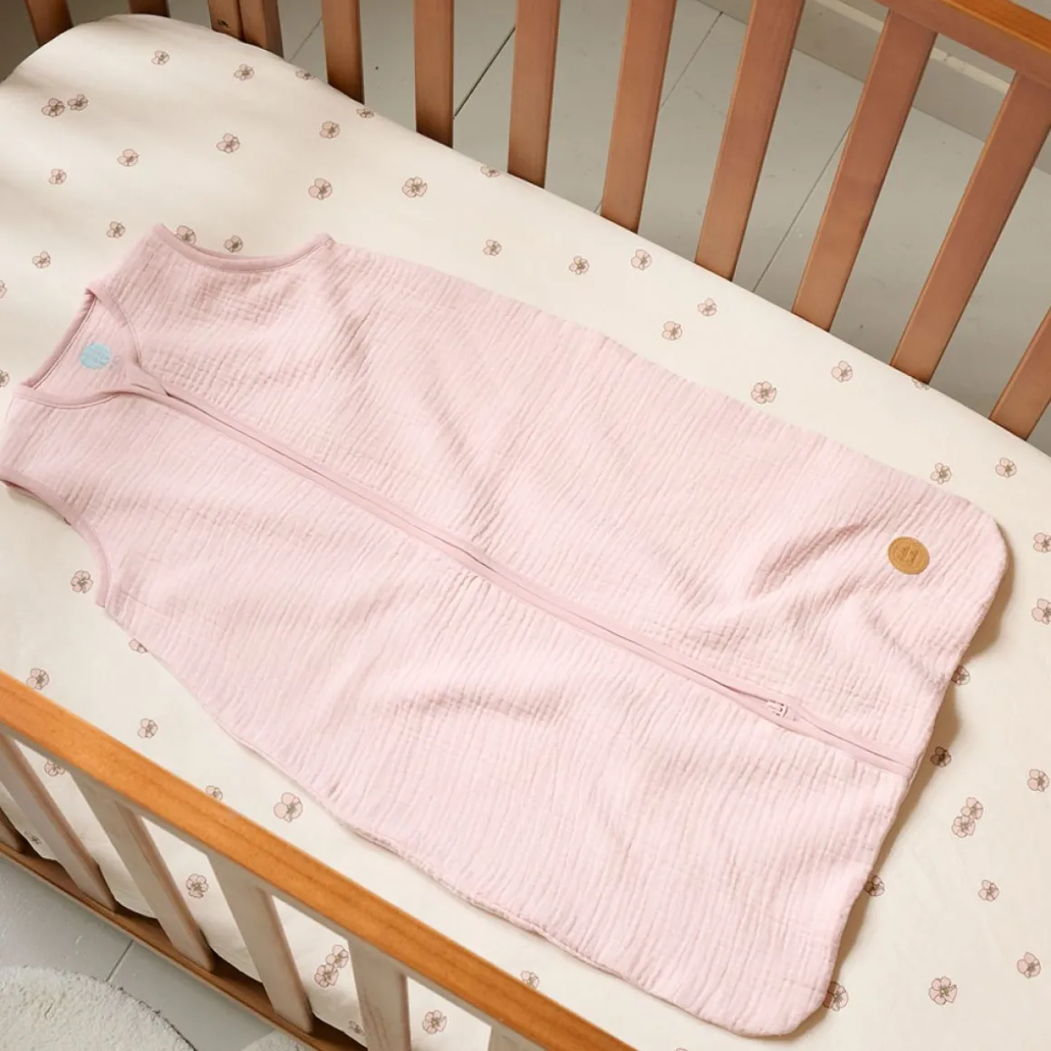 MOUWLOZE MOUSSELINE BABY SLAAPZAK | ROZE | 70 CM | 3-6 MAANDEN