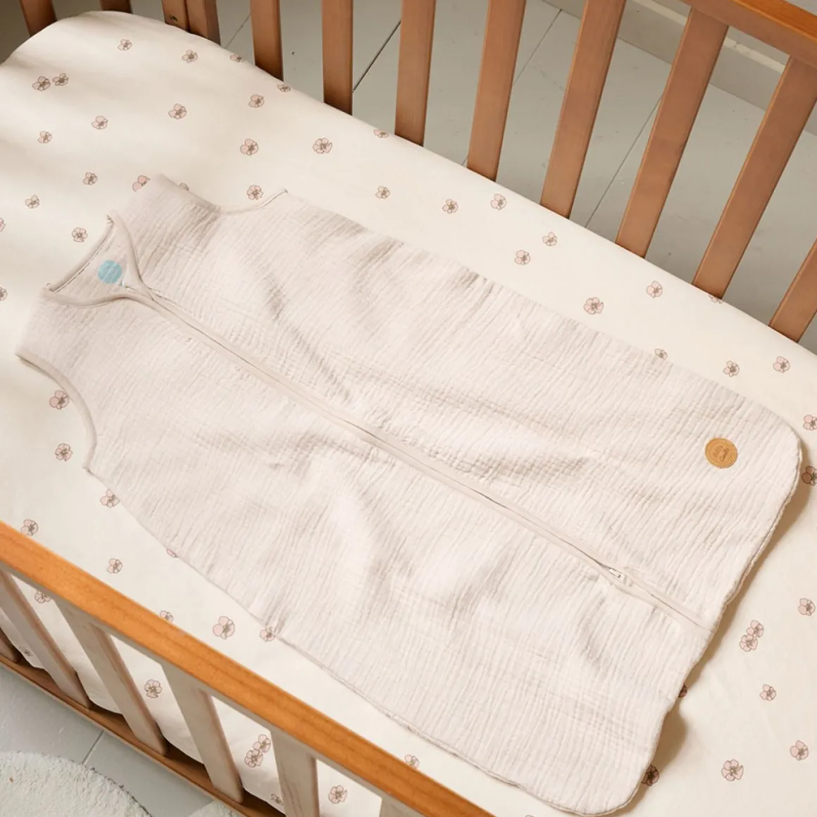MOUWLOZE MOUSSELINE BABY SLAAPZAK | BEIGE | 70 CM | 3-6 MAANDEN