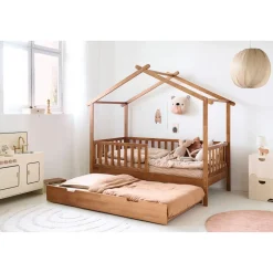 ONDERSCHUIFBED VOOR BEDHUISJE u00abMAISONu00bb (80 X 160 CM ) | WALNOOT