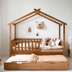ONDERSCHUIFBED VOOR BEDHUISJE u00abMAISONu00bb (80 X 160 CM ) | WALNOOT