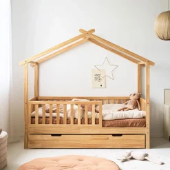 ONDERSCHUIFBED VOOR BEDHUISJE u00abMAISONu00bb (80 X 160 CM ) | NATUREL