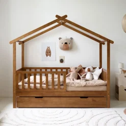 ONDERSCHUIFBED VOOR BEDHUISJE u00abMAISONu00bb (80 X 160 CM ) | WALNOOT