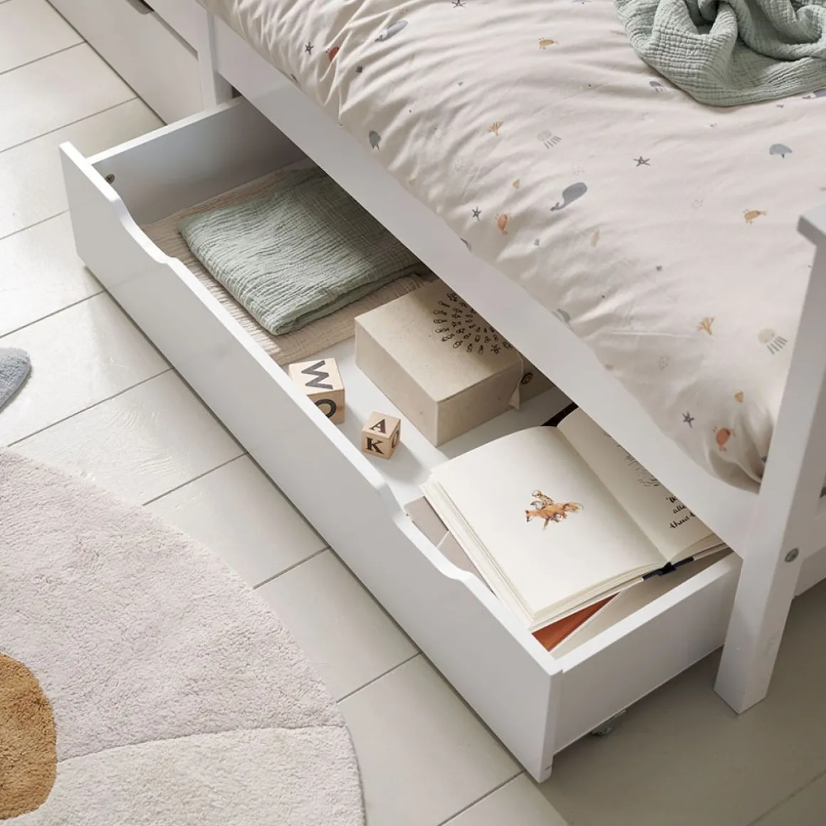 ONDERSCHUIFLADE VOOR KINDERBEDDEN u00abBRUMEu00bb EN u00abMILOu00bb | WIT