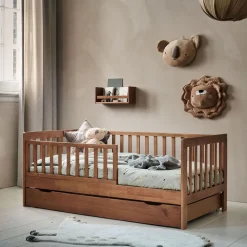 ONDERSCHUIFLADE VOOR PEUTERBED u00abPLUMEu00bb | 140X70 | WALNOOT