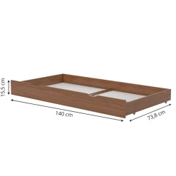 ONDERSCHUIFLADE VOOR PEUTERBED u00abPLUMEu00bb | 140X70 | WALNOOT