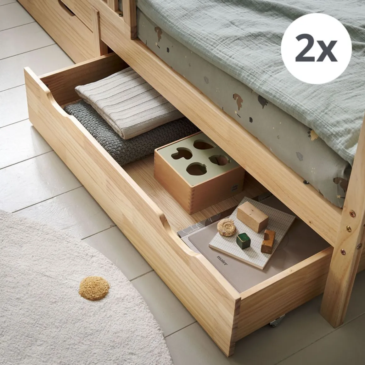 ONDERSCHUIFLADES VOOR BEDHUISJE u00abMAISONu00bb (90 X 200 CM) | NATUREL