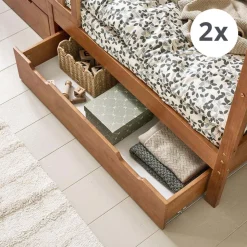 ONDERSCHUIFLADES VOOR BEDHUISJE u00abMAISONu00bb (200 X 90 CM) | WALNOOT