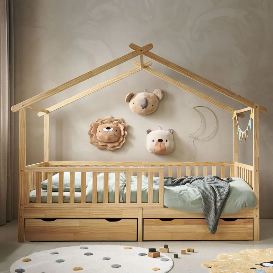 ONDERSCHUIFLADES VOOR BEDHUISJE u00abMAISONu00bb (90 X 200 CM) | NATUREL