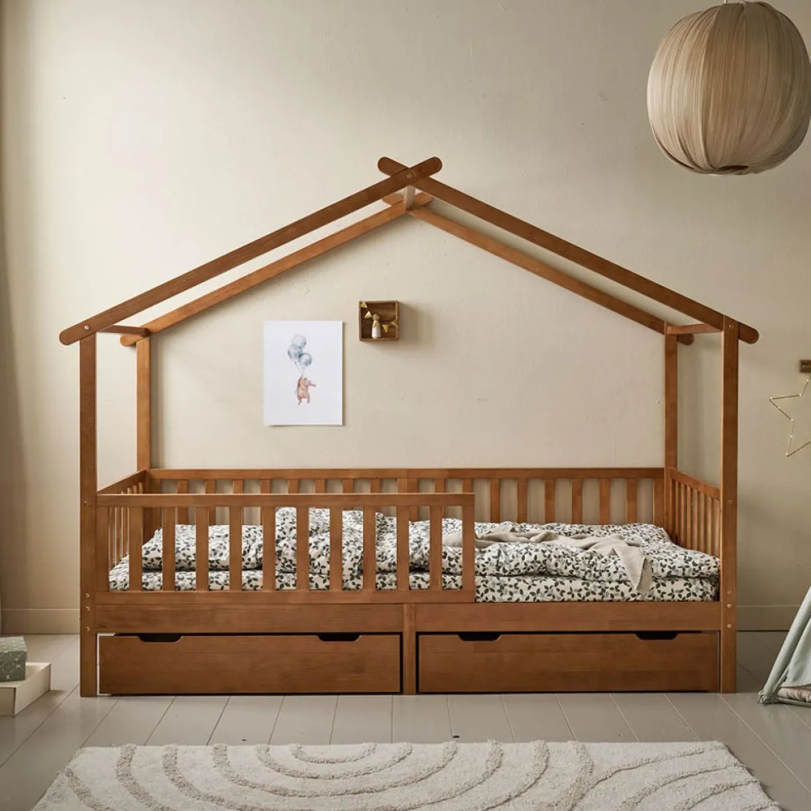 ONDERSCHUIFLADES VOOR BEDHUISJE u00abMAISONu00bb (200 X 90 CM) | WALNOOT
