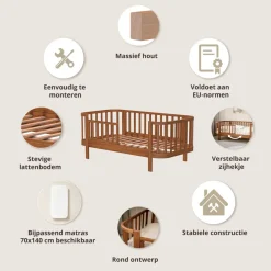 OVAAL PEUTERBED u00abCOCOONu00bb | 70 X 140 CM | WALNOOT