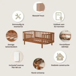 OVAAL PEUTERBED u00abCOCOONu00bb | 70 X 140 CM | WALNOOT