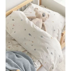 PEUTERBED HOESLAKEN 70x140 CM u00abSEA LIFEu00bb | BEIGE-ZAND