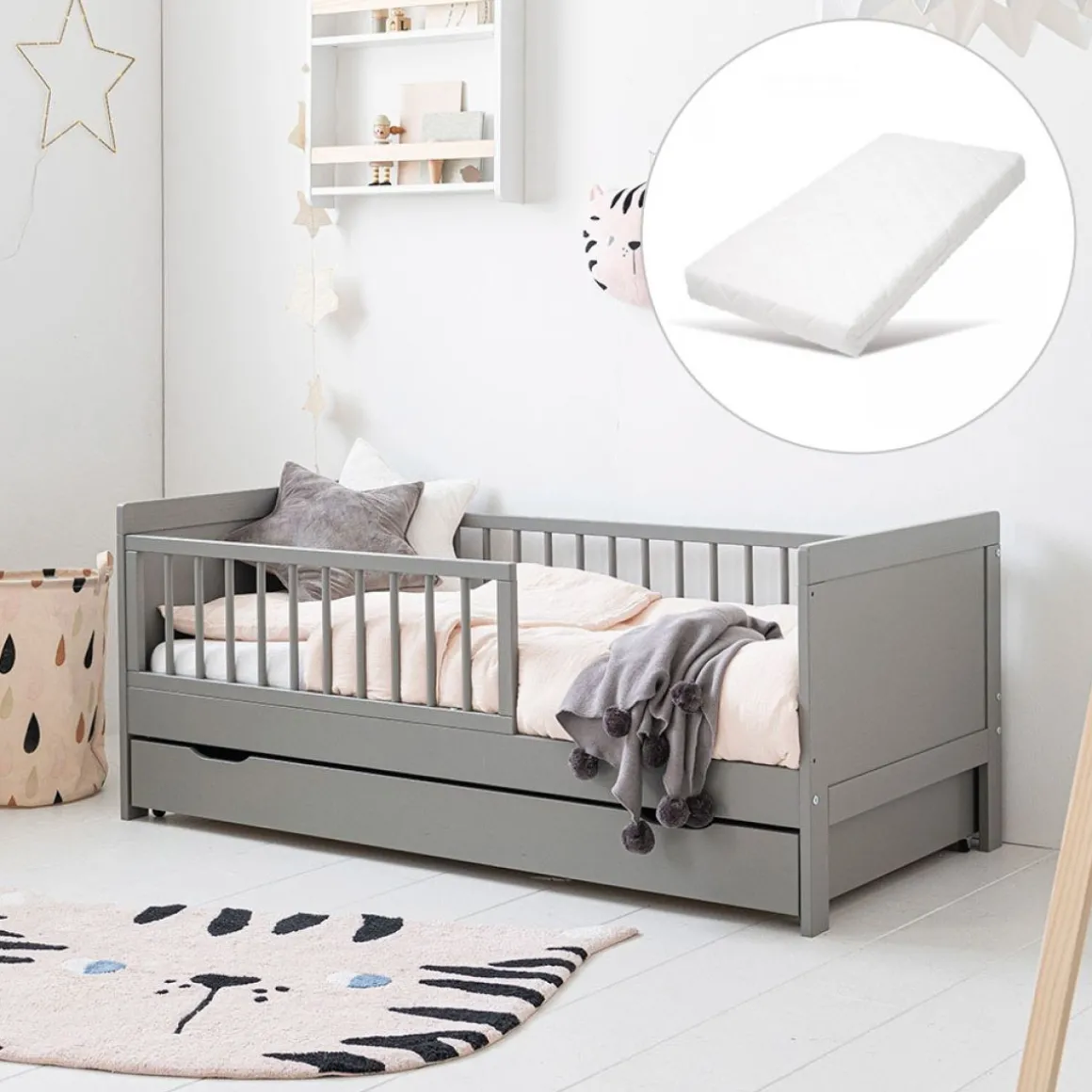 Peuterbed u00abLu00e9onu00bb 140 x 70, 2-4 jaar inclusief 10 cm premium comfort matras