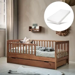 PEUTERBED u00abPLUMEu00bb | 70 X 140 CM | WALNOOT