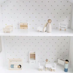 Poppenhuis meubels 10-delige set | Kinderkamer | Wit/Hout