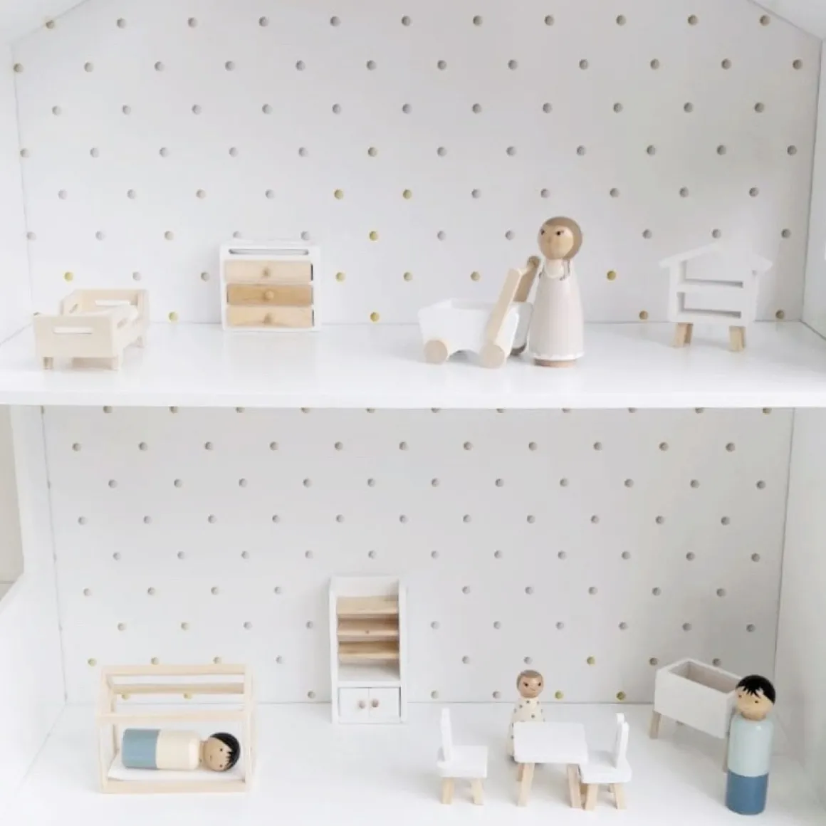 Poppenhuis meubels 10-delige set | Kinderkamer | Wit/Hout