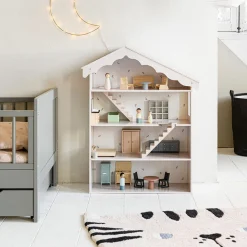 Retro houten poppenhuis meubels | 16-delige set