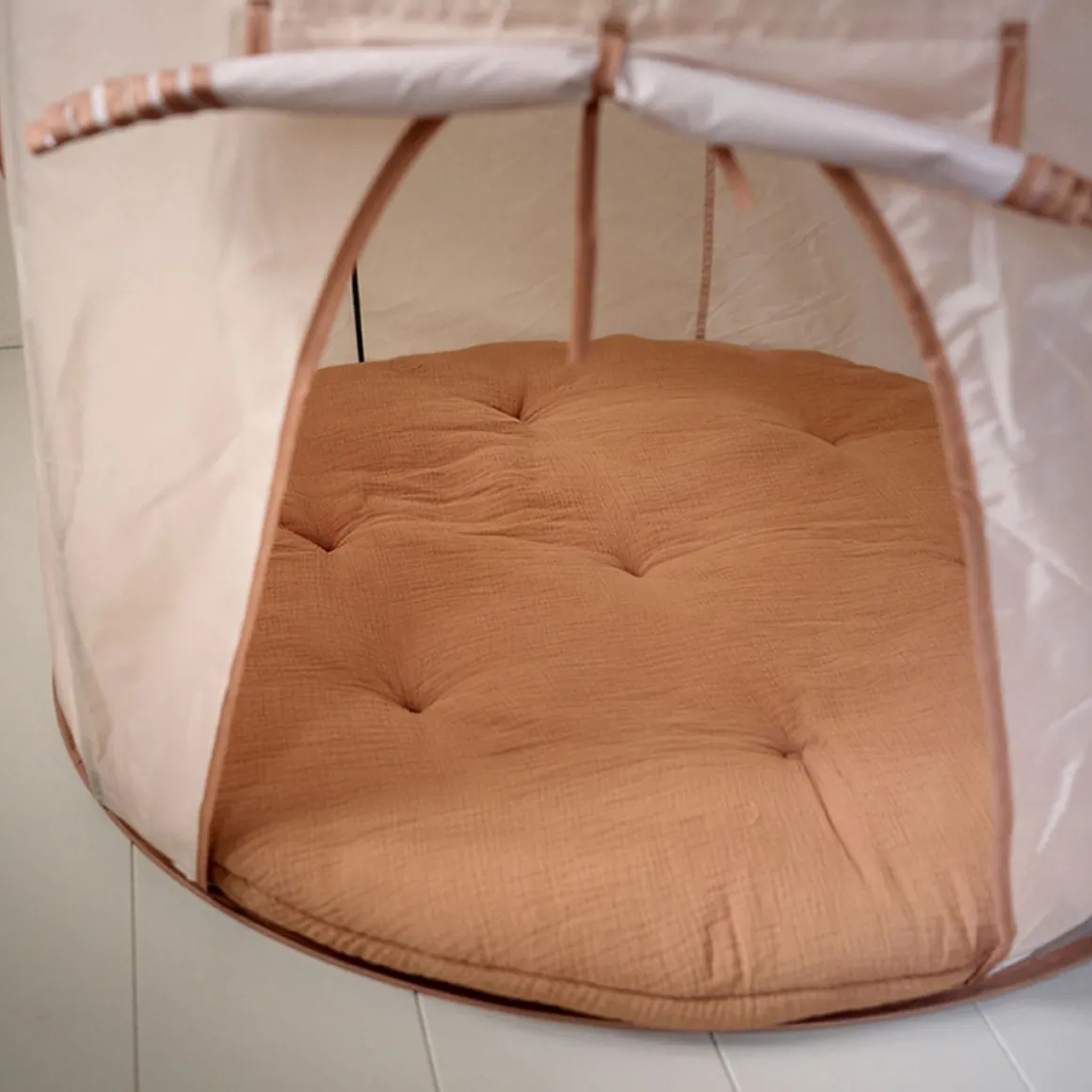 ROND SPEELKLEED u00d8100 CM | MOUSSELINE KATOEN | CARAMEL