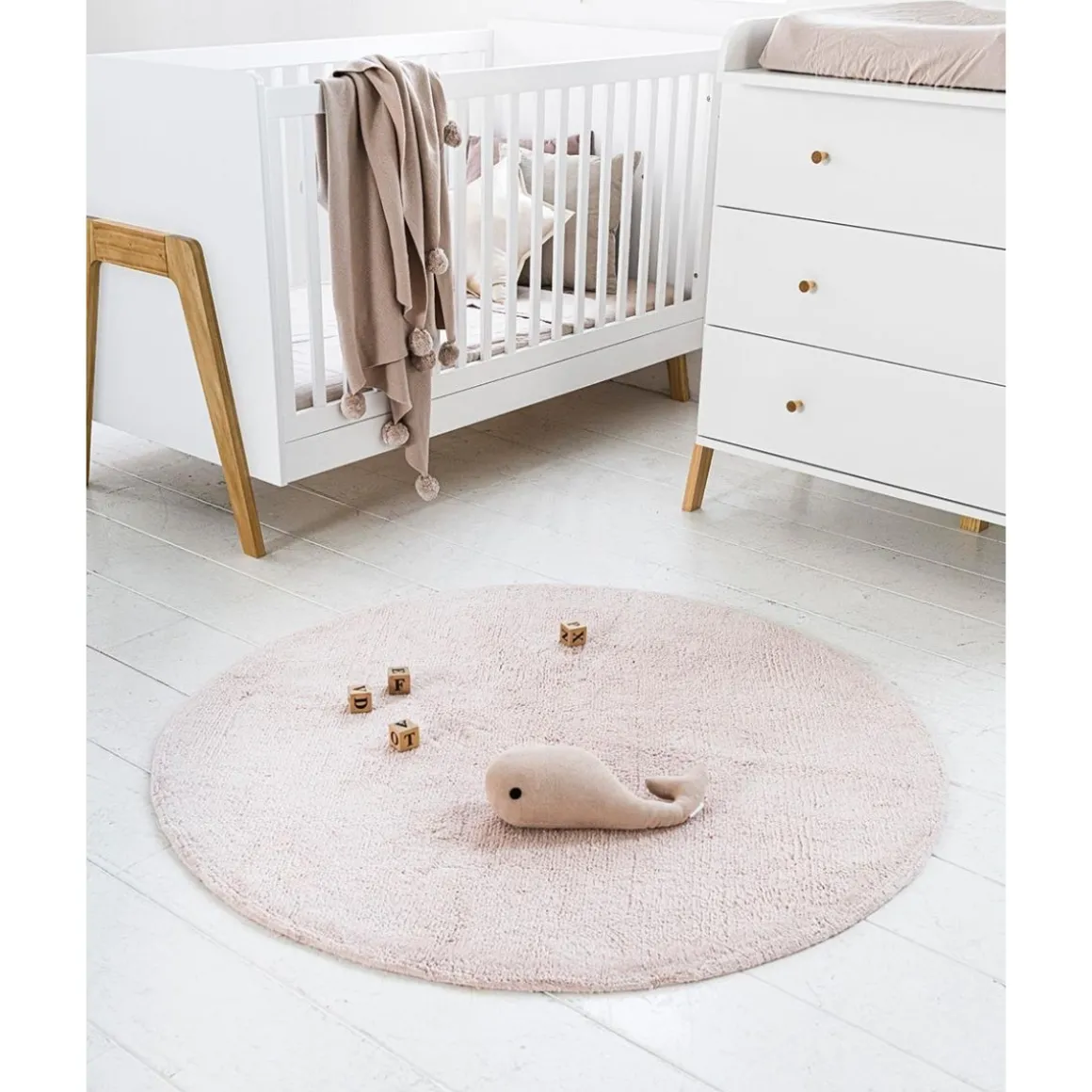 Rond vloerkleed kinderkamer, wasbaar u00abCERCLEu00bb u00d8120 cm | Roze