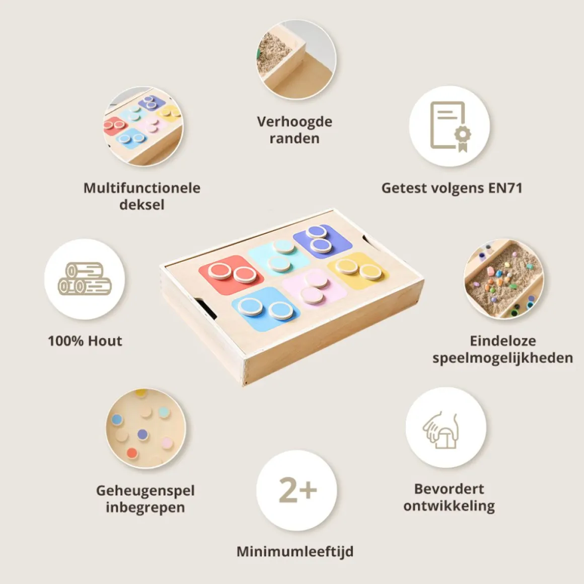 SENSORISCHE SPEELBAK u00abNUANCEu00bb | INCL. GEHEUGEN- EN KLEURSORTEERSPEL | MEERKLEURIG