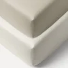 SET VAN 2 BIOLOGISCH KATOENEN JERSEY HOESLAKENS 40/45 X 90 CM | WIT EN BEIGE