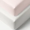 Set van 2 Jersey hoeslakens 40/45x90 cm | Wit en licht roze