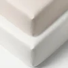 Set van 2 Jersey hoeslakens 40/45x90 cm | Wit en licht taupe
