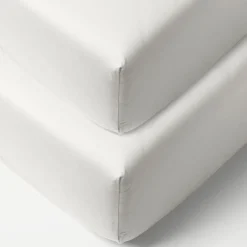 Set van 2 Jersey hoeslakens 40/45x90 cm | Wit