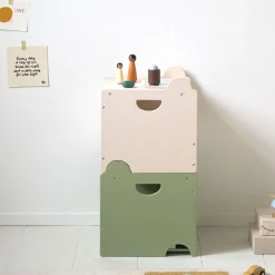 SET VAN 2 STAPELBARE SPEELGOEDKISTEN u00abARC-EN-CIELu00bb | GROEN EN BEIGE