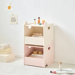 SET VAN 2 STAPELBARE SPEELGOEDKISTEN u00abARC-EN-CIELu00bb | ROZE EN LICHT BEIGE