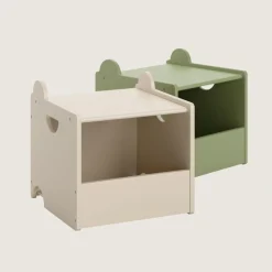 SET VAN 2 STAPELBARE SPEELGOEDKISTEN u00abARC-EN-CIELu00bb | GROEN EN BEIGE