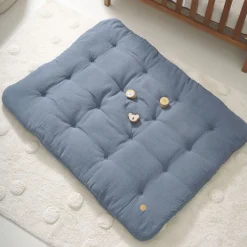 SPEELKLEED 85 x 110 CM | BIOLOGISCH MOUSSELINE KATOEN | DENIMBLAUW