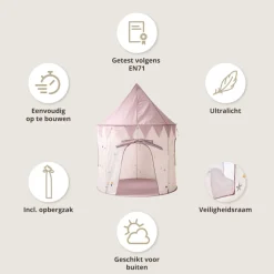 Speeltent Lara | licht en donker roze | 135 cm hoog