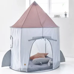 Speeltent Space | grijsblauw en roest oranje | 135 cm hoog