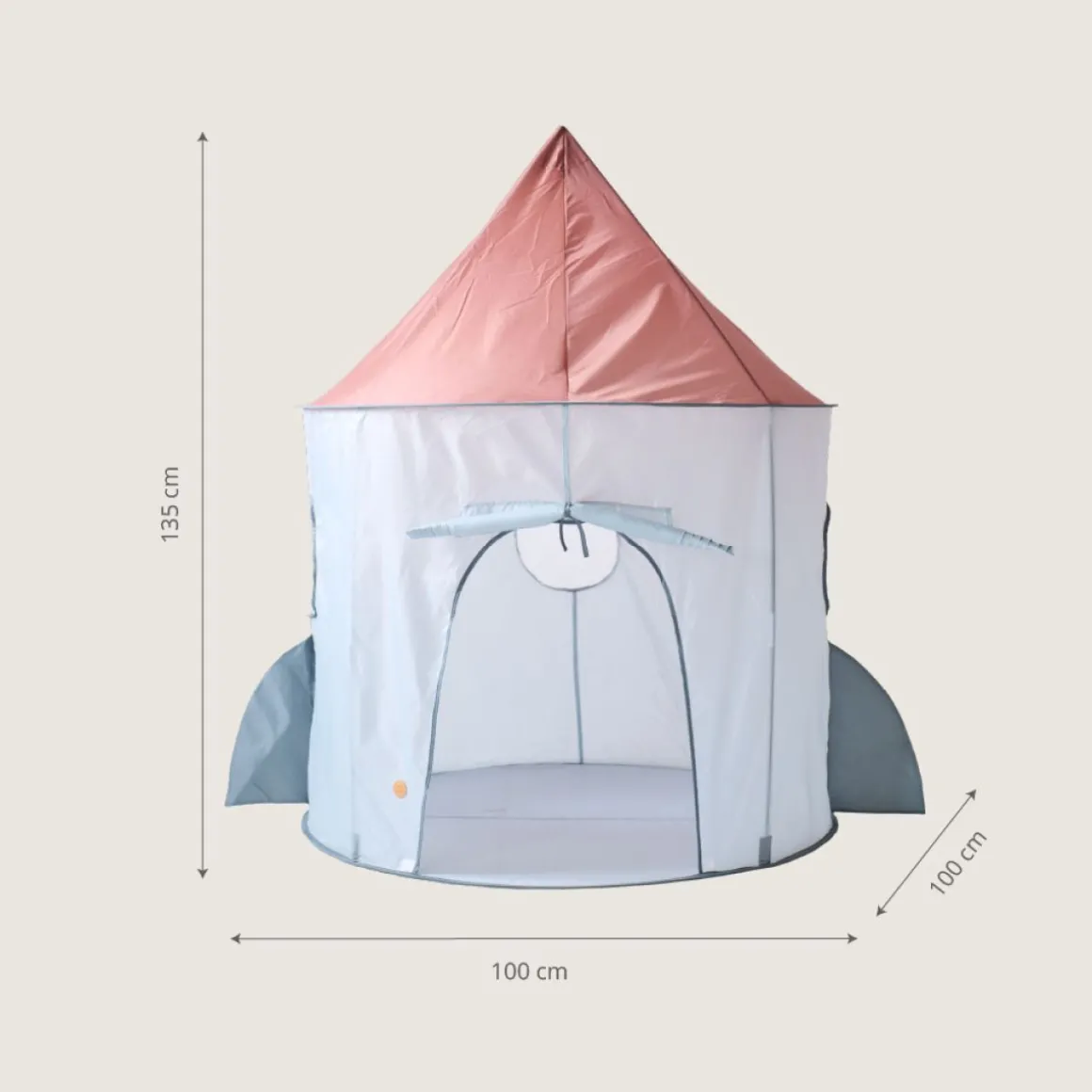 Speeltent Space | grijsblauw en roest oranje | 135 cm hoog